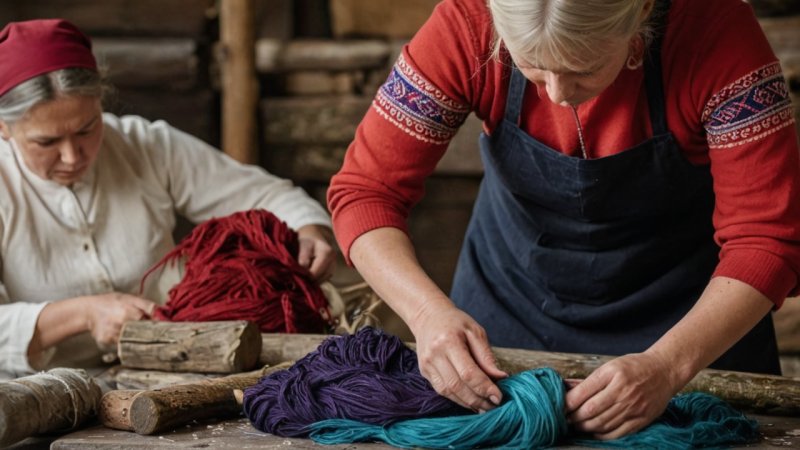 Norge, tradisjonelle fargeleggingsteknikker, naturlige farger, håndverk, kultur