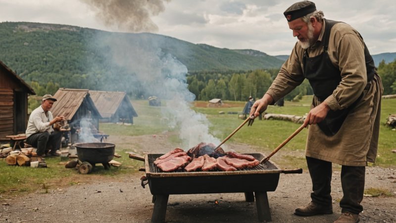 tradisjonell røyking, kjøttbevaring, norsk kultur, lokale håndverkere, bærekraftige metoder, kulinarisk arv