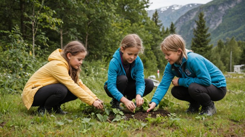 bærekraftige initiativer for barn, miljøopplæring, friluftsprosjekter, Norge