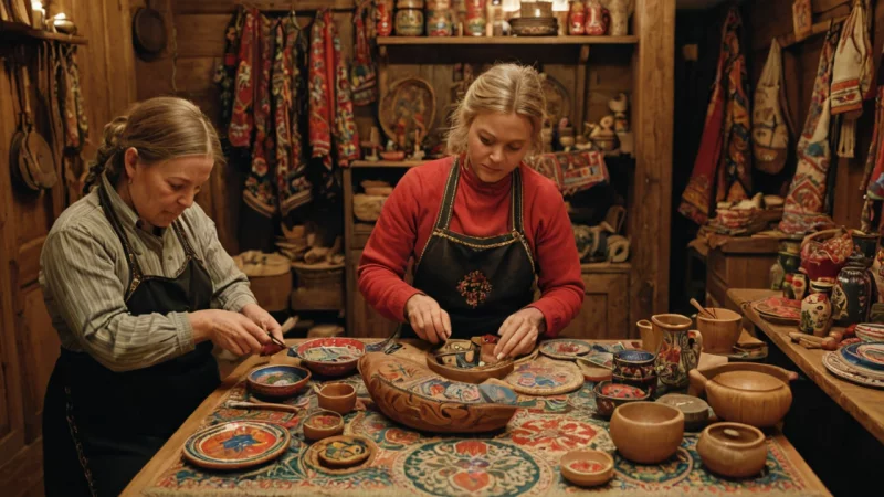 norsk folkekunst, tradisjonelle håndverk, kunstnere, kulturarv, håndlaget